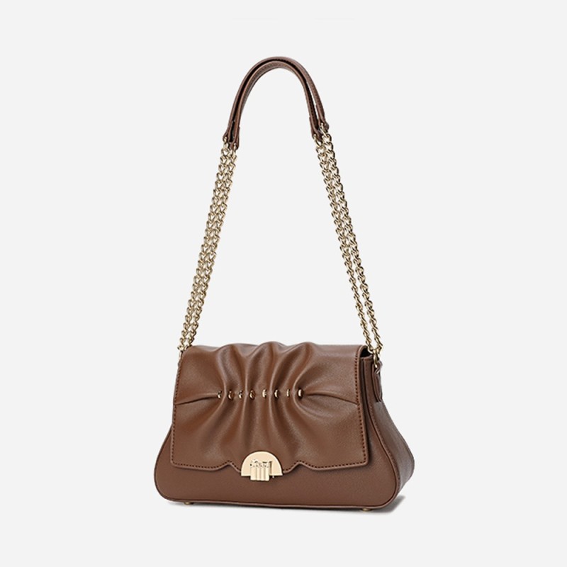 Minimally designed Maillard style pleated small bag, light luxury shoulder bag